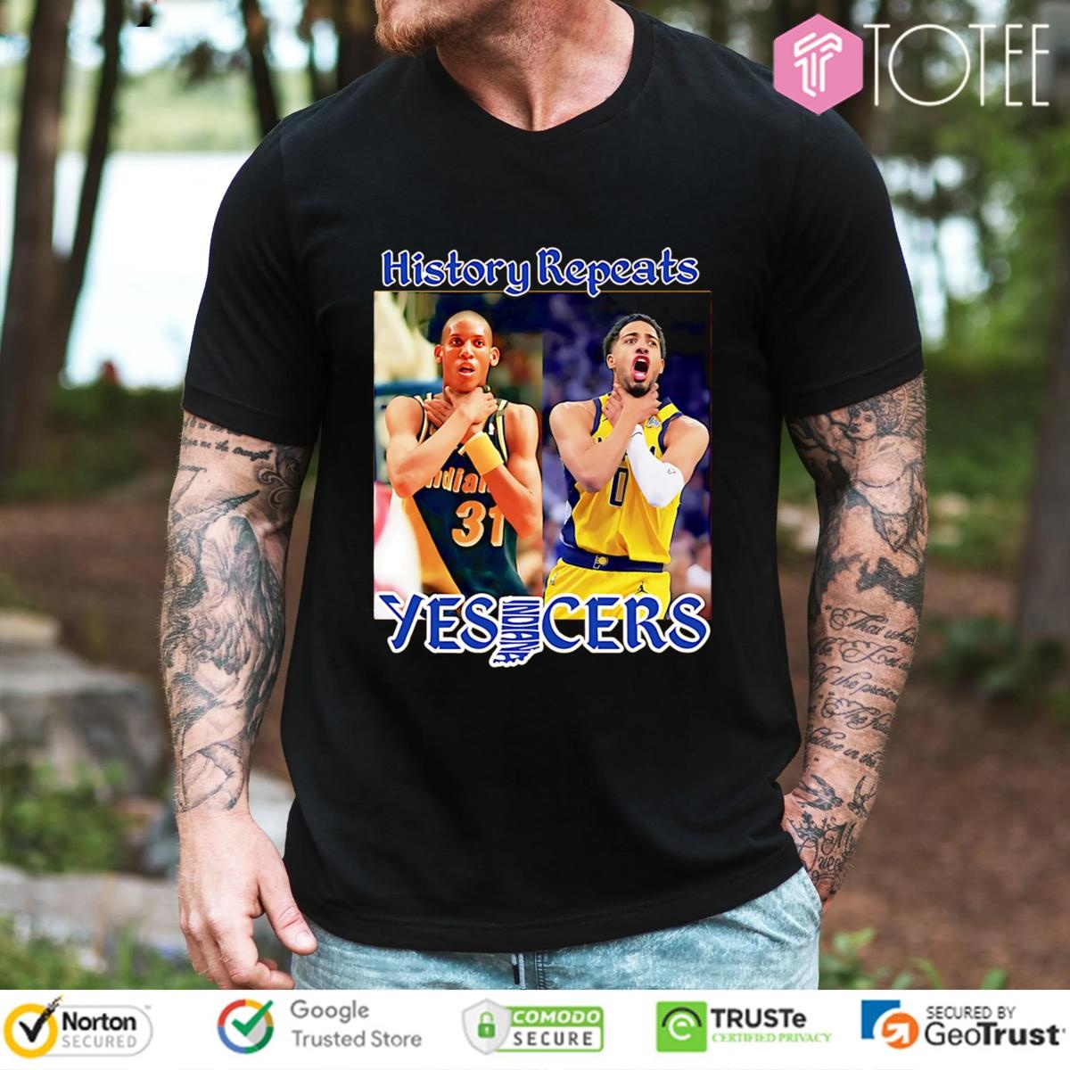 Reggie Miller Tyrese Haliburton Pacers Nba Choke History Repeats Yes Cers Shirt