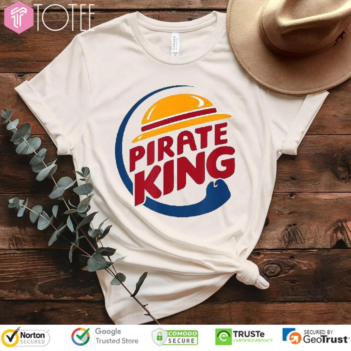Straw Hat Pirate King Parody One Piece Burger King Logo T-shirt