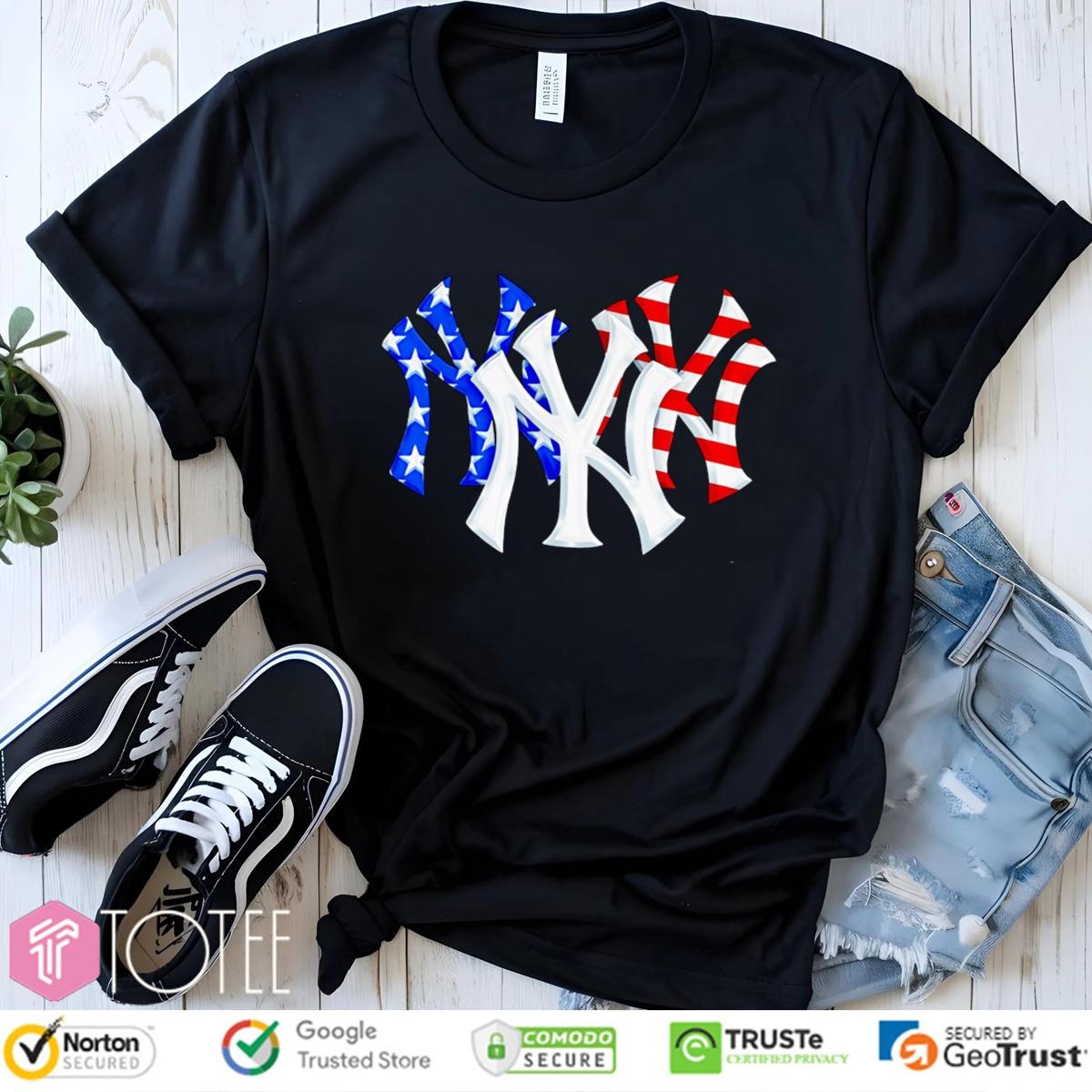 New York Yankees Red White And Blue American Flag 4Th Of July Baseball Logo T-shirt