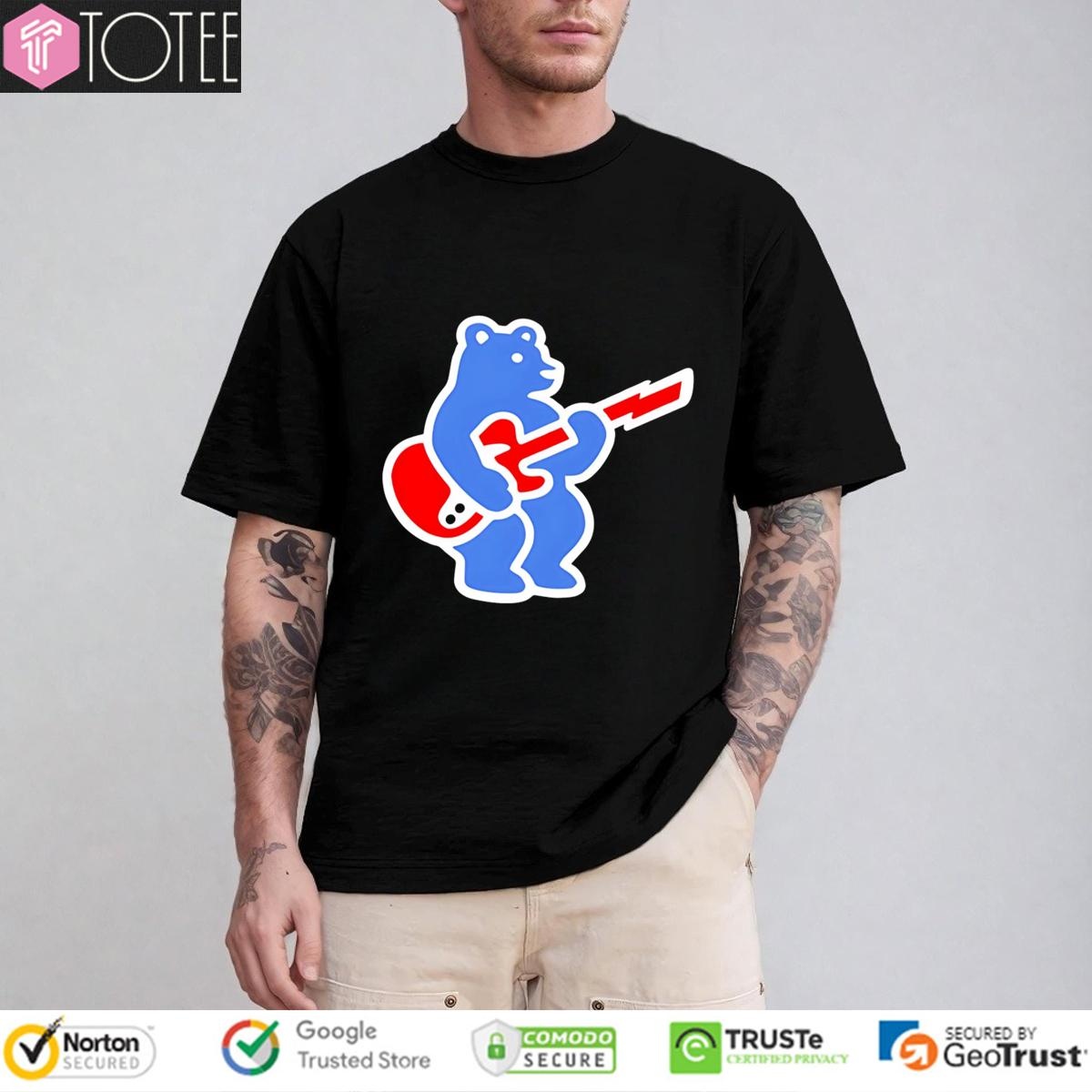 Chicago Cubs Bear Play Guitar Logo T-shirt