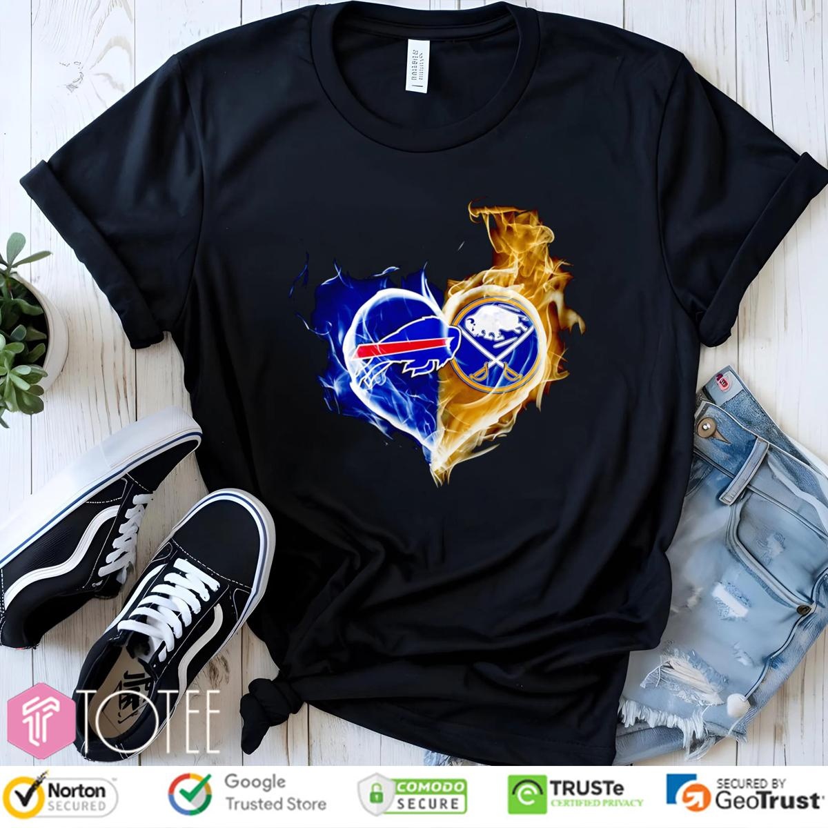 Smoke Heart Buffalo Bills Buffalo Sabres T-shirt