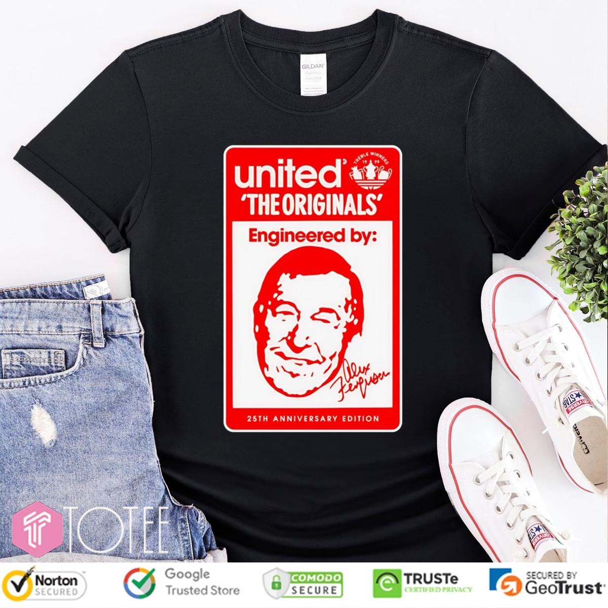 The Originals Engineered Alex Ferguson 25Th Anniversary Man United Signed T-shirt