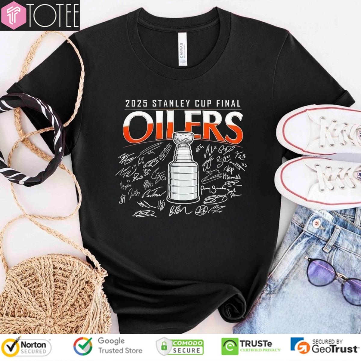 Stanley Cup Final 2025 Champions Edmonton Oilers Signatures T-shirt