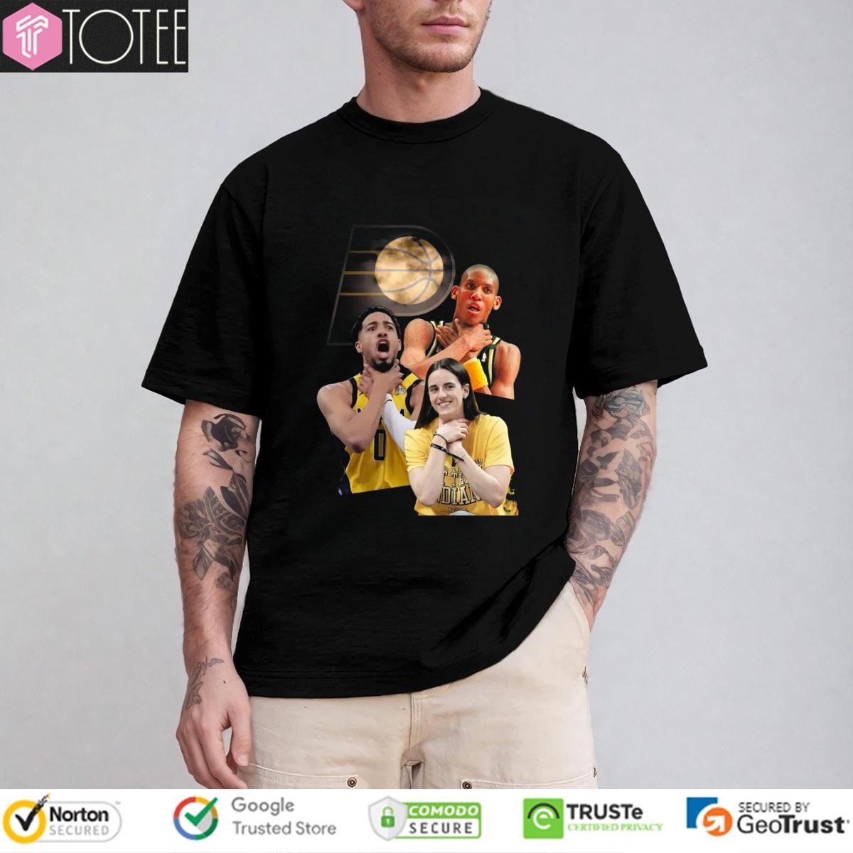 Indiana Pacers Reggie Miller Tyrese Haliburton Caitlin Clark Cover Choke T-shirt