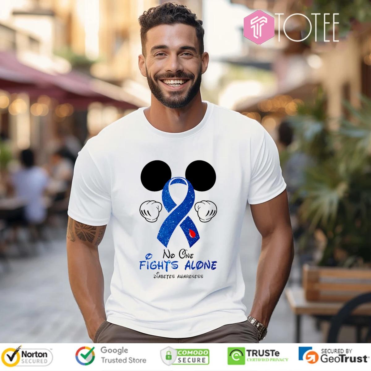 No One Fights Alone Mickey Diabetes Awareness T-shirt
