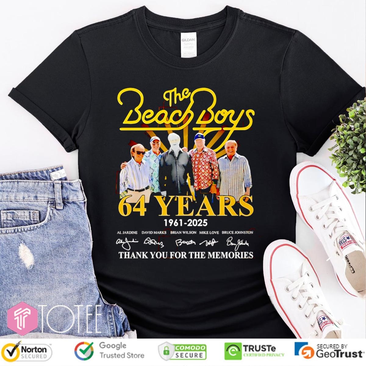 The Beach Boys 64 Years 1961-2025 Signatures Thank You T-shirt