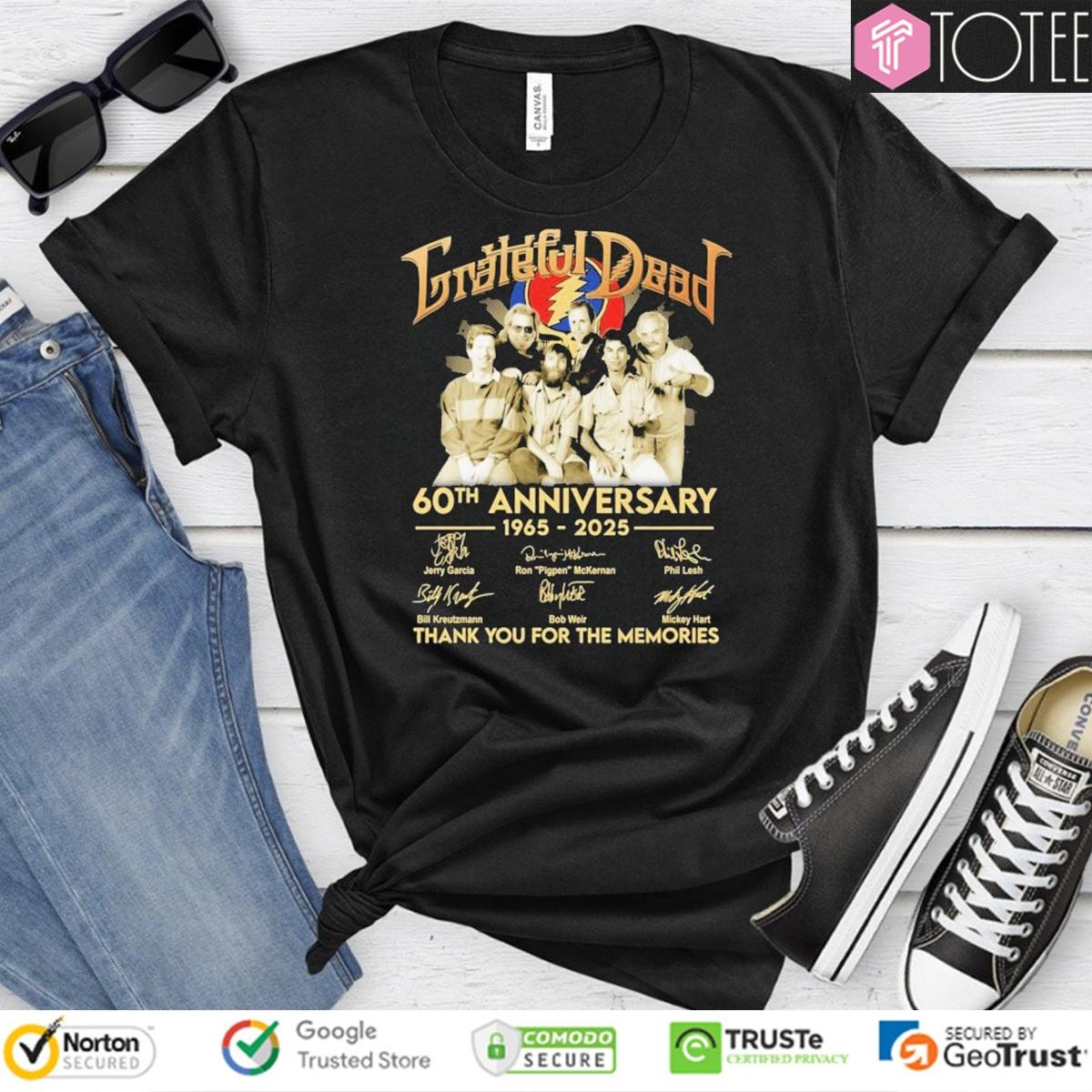 60Th Anniversary 1965-2025 Grateful Dead Signatures T-shirt