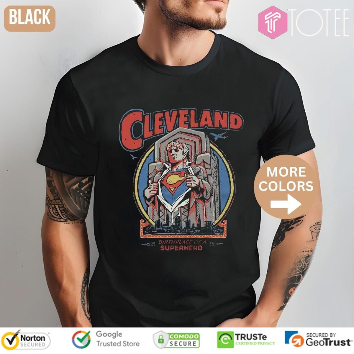 Cleveland Guardian Super Man Birthplace Of A Superhero Baseball T-shirt