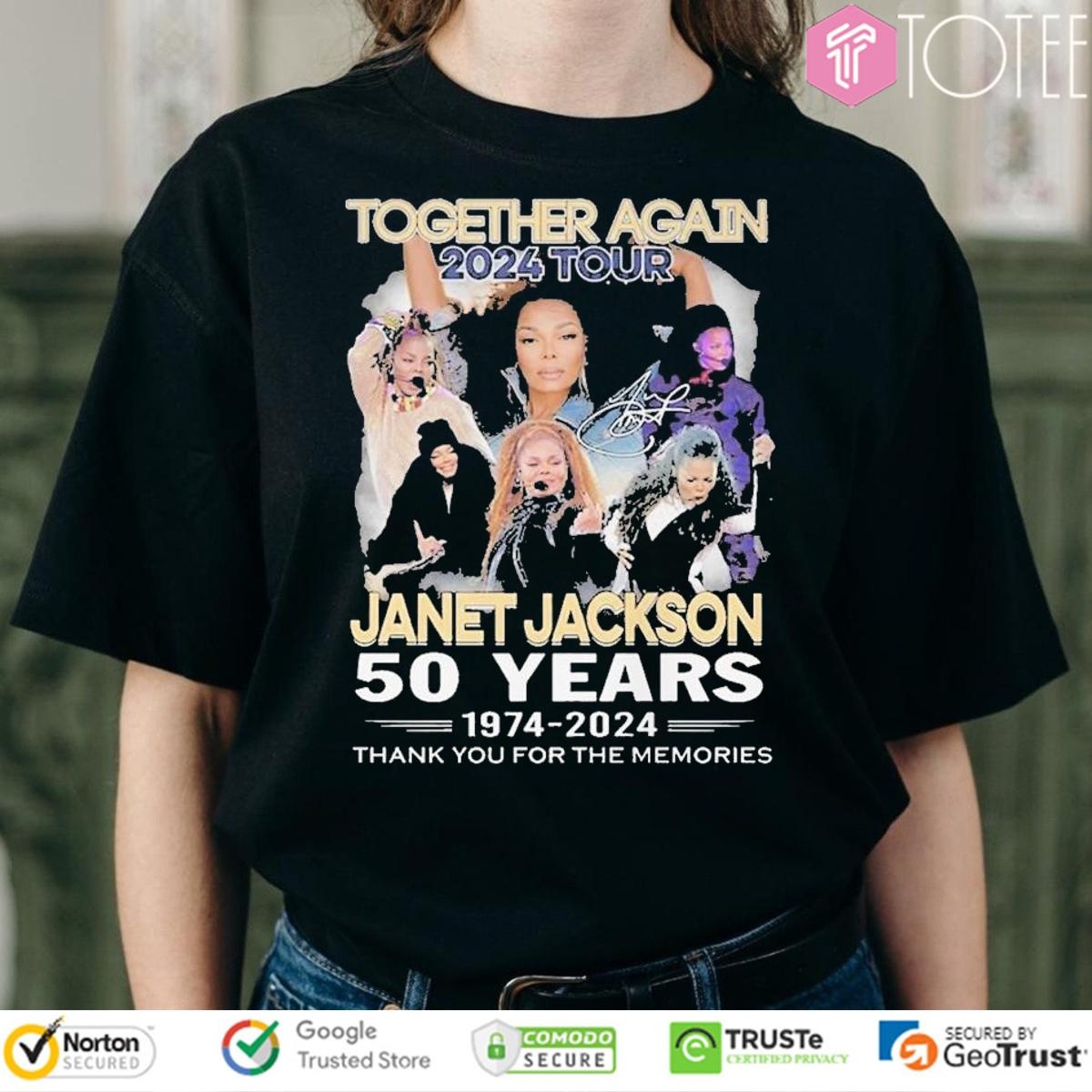 Janet Jackson Together Again Tour 50 Years 1974-2024 Signature T-shirt
