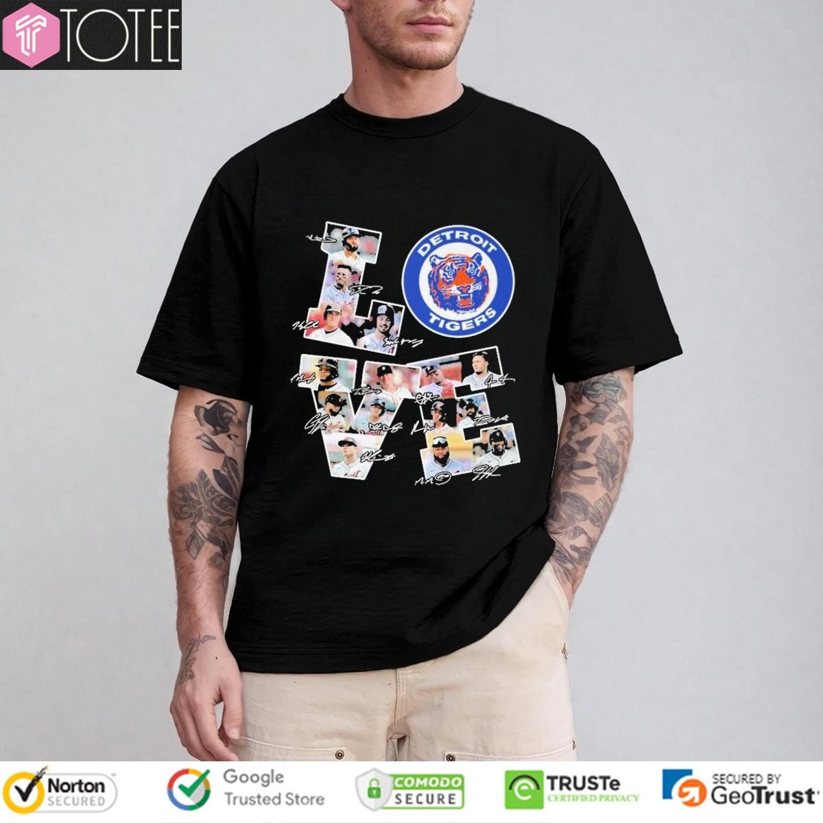 Love Detroit Tigers Baseball Signatures T-shirt