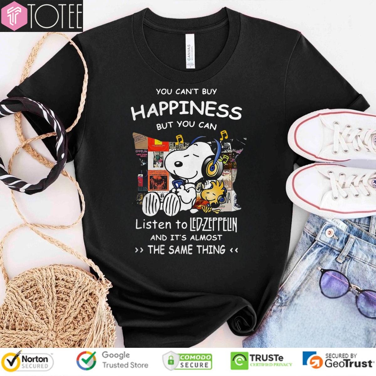 Snoopy Woodstock Happiness Listen To Led Zeppelin The Same Thing T-shirt