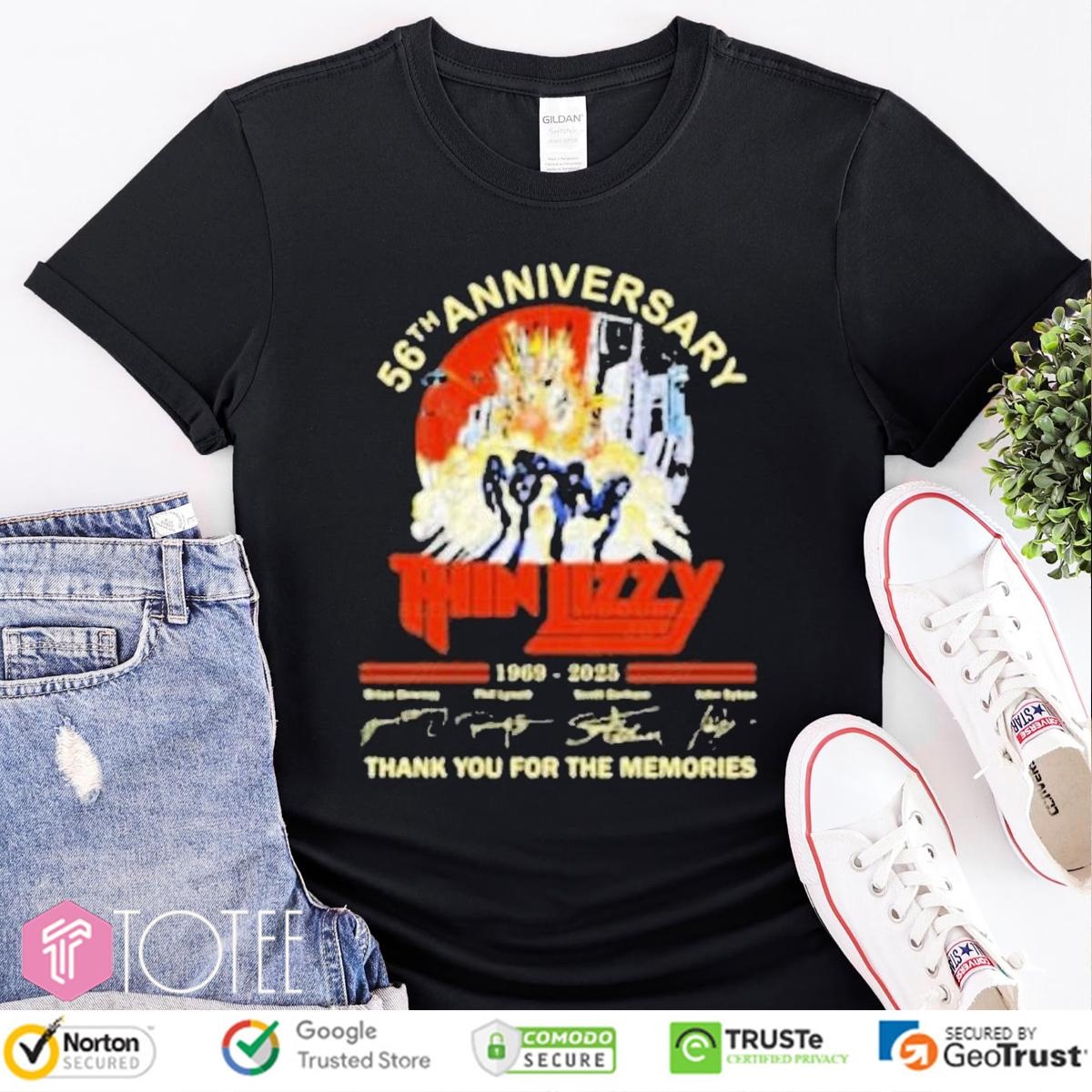 Thin Lizzy 56Th Anniversary 1969-2025 Rock Band Signatures T-shirt