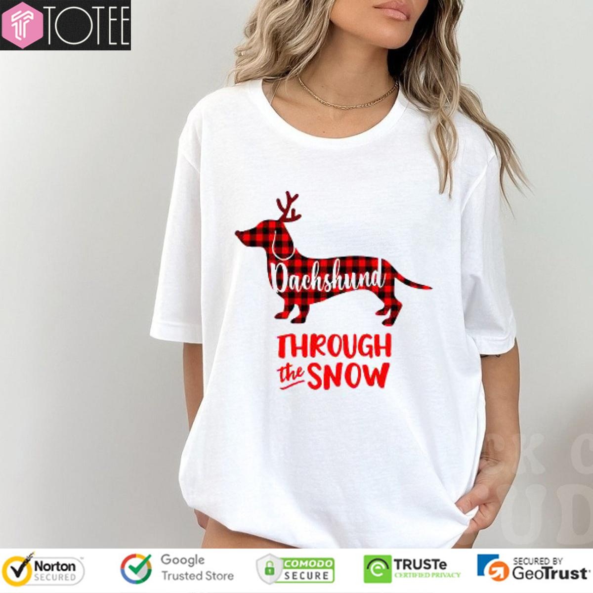 Dachshund Through The Snow Christmas T-shirt