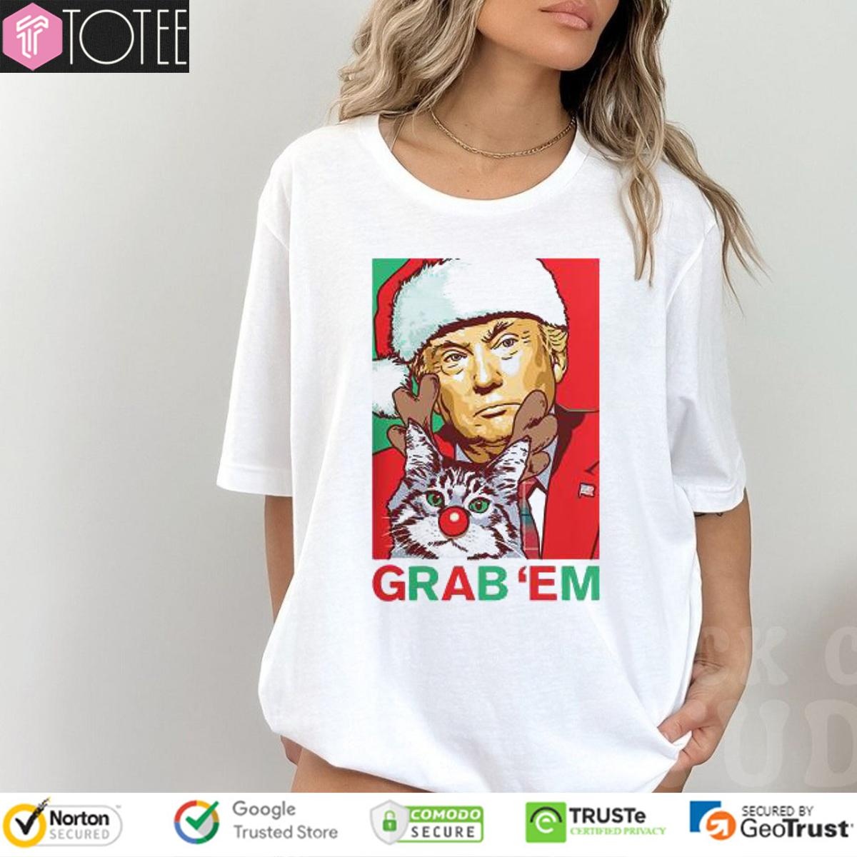 Santa Trump Cat Reindeer Grab Em T-shirt