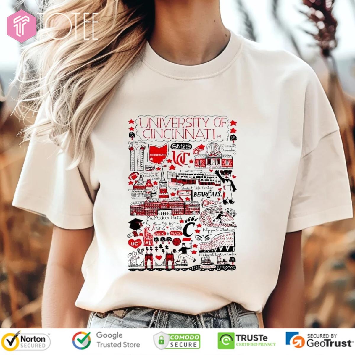 University Of Cincinnati Bearcats Art Illustration T-shirt