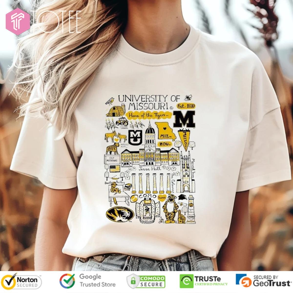 University Of Missouri Tigers Art Illustration T-shirt
