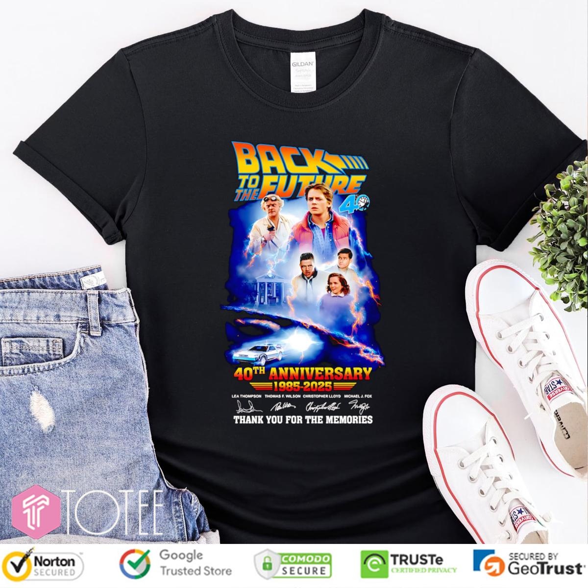 40Th Anniversary 1985-2025 Back To The Future Signatures T-shirt