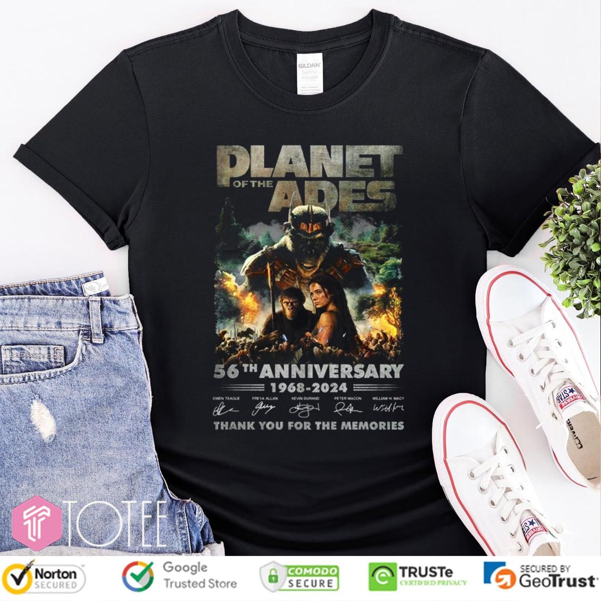 56Th Anniversary 1968-2024 Planet Of The Apes Signatures T-shirt