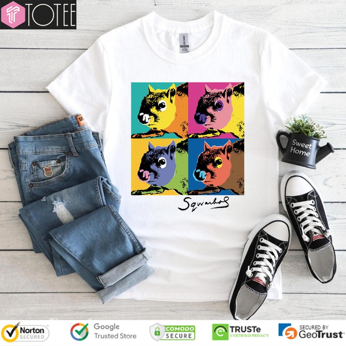 Andy Warhol Humor Sqwarhol Funny Squirrel Art T-shirt