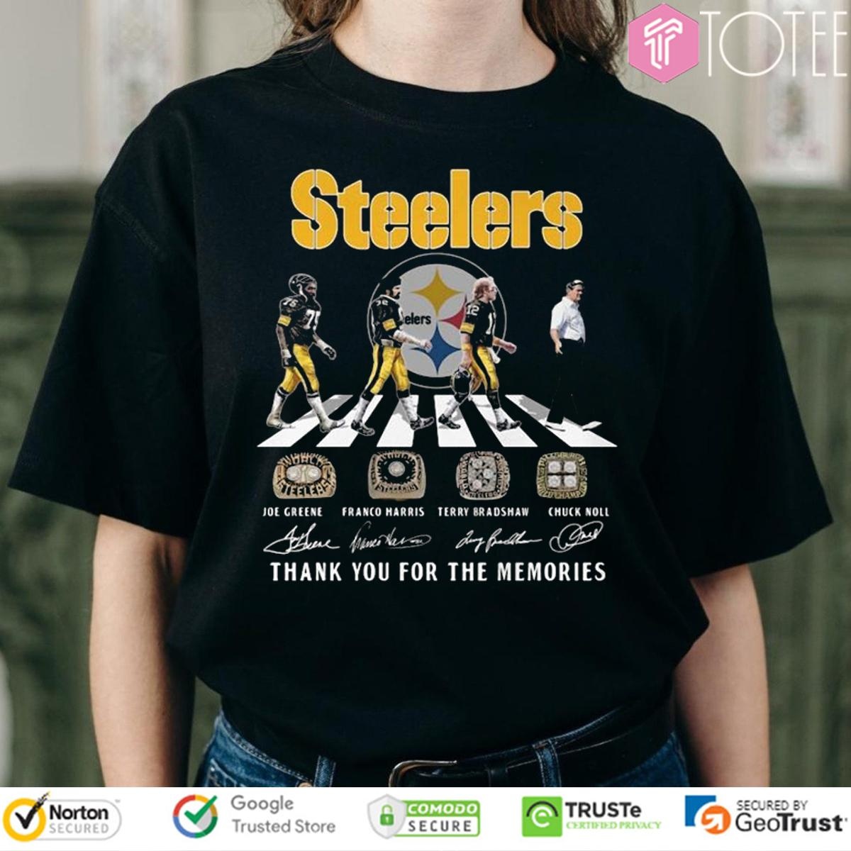 Steelers Greene Harris Bradshaw Chuck Noll Abbey Road Signatures T-shirt