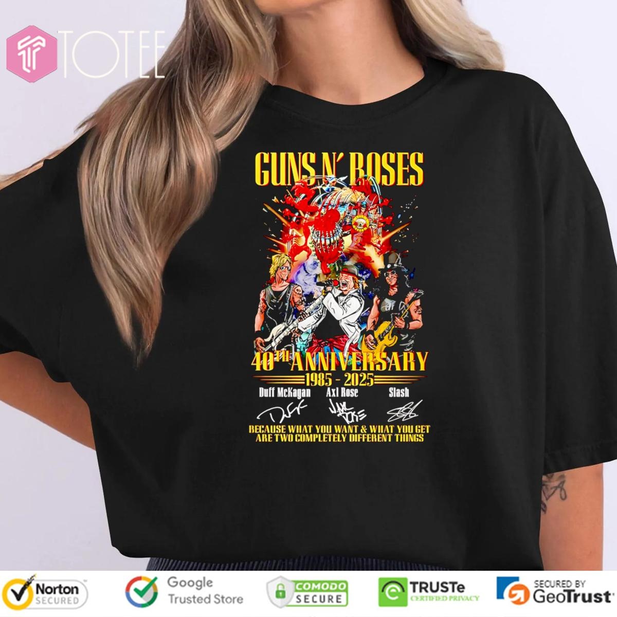 40Th Anniversary 1985-2025 Guns N Roses Signatures T-shirt