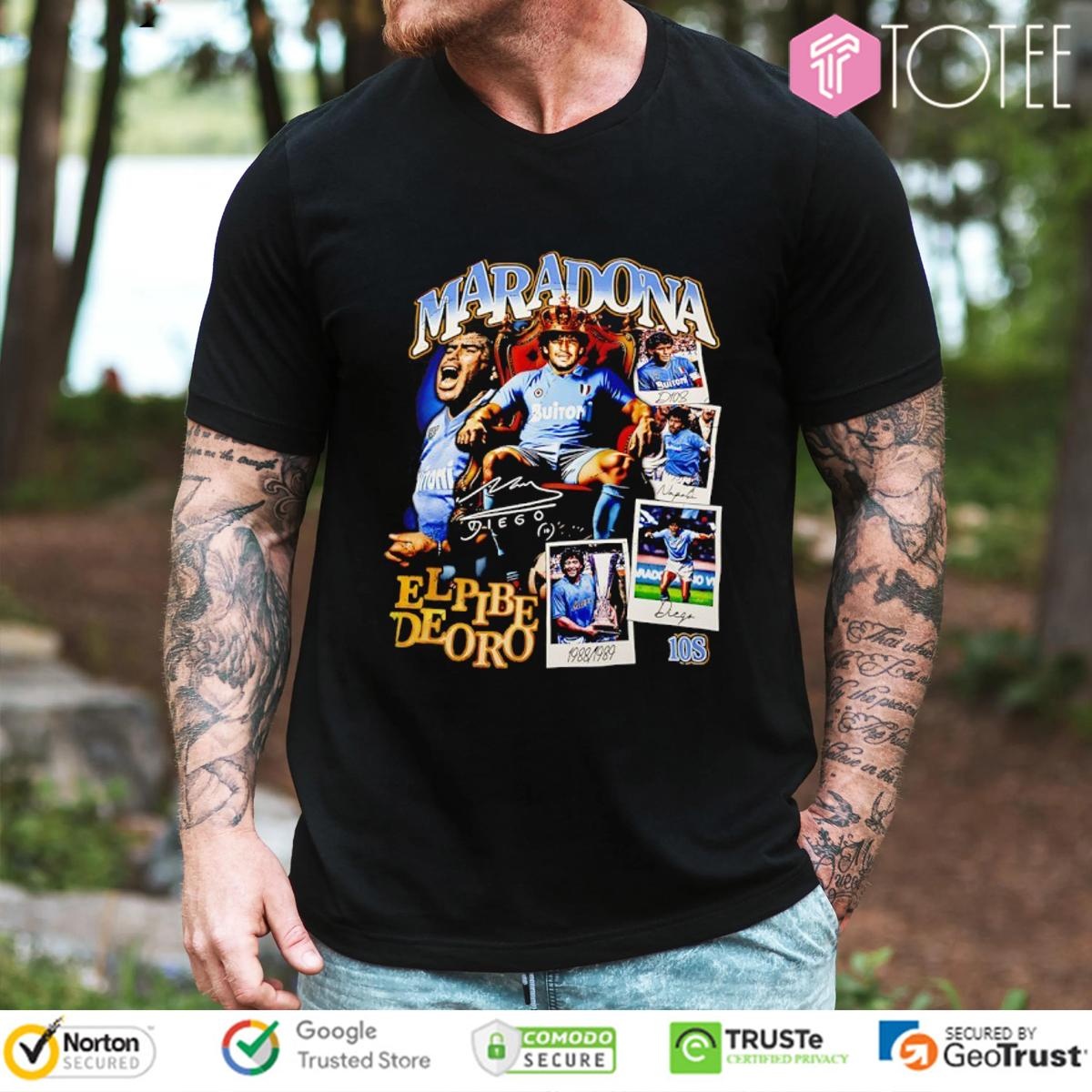 Maradona El Pibe De Oro Signature Vintage Bootleg T-shirt