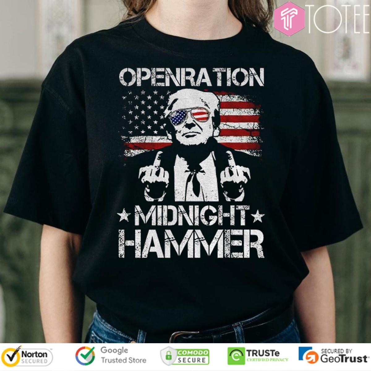 Trump Middle Finger Operation Midnight Hammer B-2 Bomber Usa Flag T-shirt
