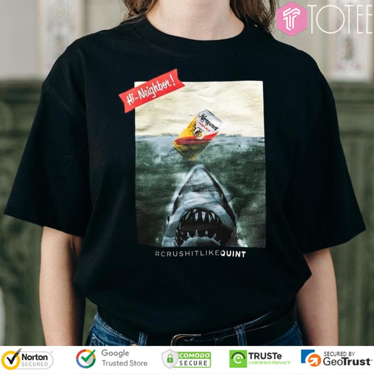 Jaws Narragansett Lager Beer Crushitlikequint Shark T-shirt