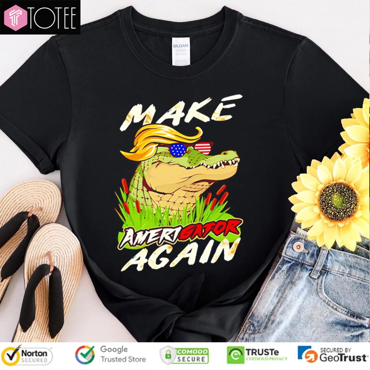 Make Amerigator Again Parody Alligator Trump Maga T-shirt