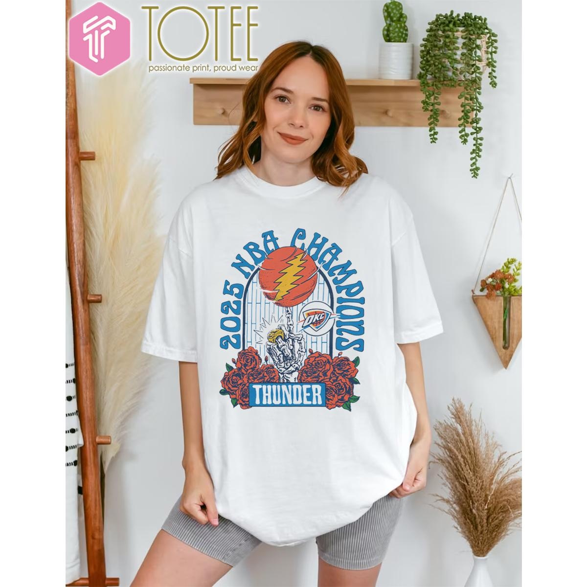 2025 Nba Finals Champions Grateful Dead Oklahoma City Thunder T-shirt